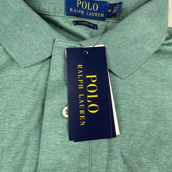 NWT Polo Ralph Lauren Cotton Polo Shirt Classic Fit Mens Size M Medium Green - Picture 7 of 16